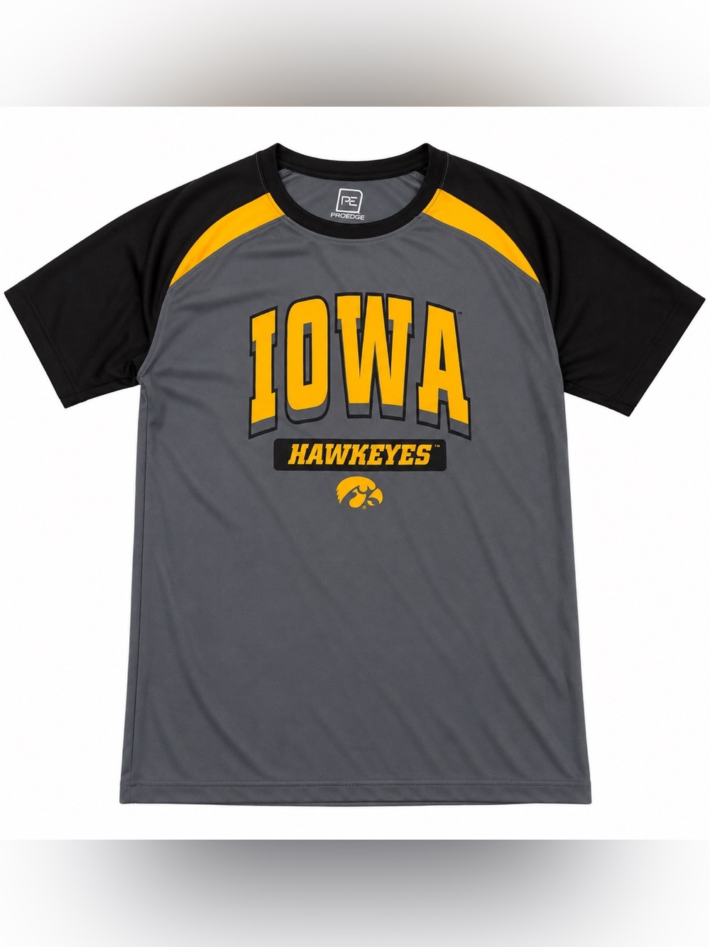 University of Iowa Hawkeyes Gray and Black Short Sleeve T-Shirt Medium Herky